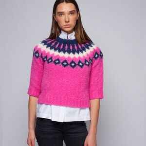 smythe fair isle sweater - pink multi S
